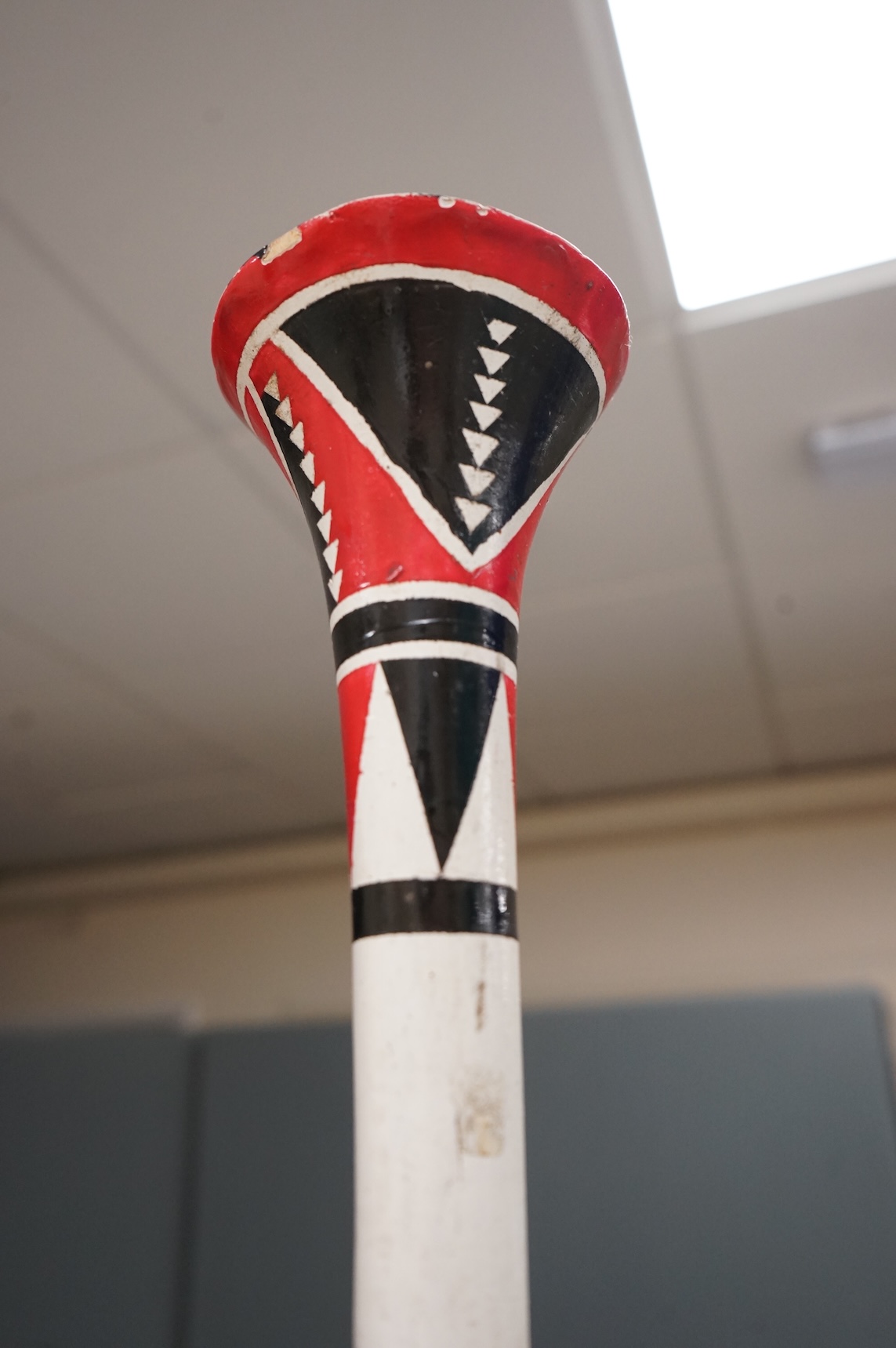 A Zulu painted wood fighting stick, a Nigerian twin group and a headrest (3)